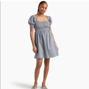 Hill House Ellie Nap Dress – Blue & White Smocked Midi Sundress, Size XL